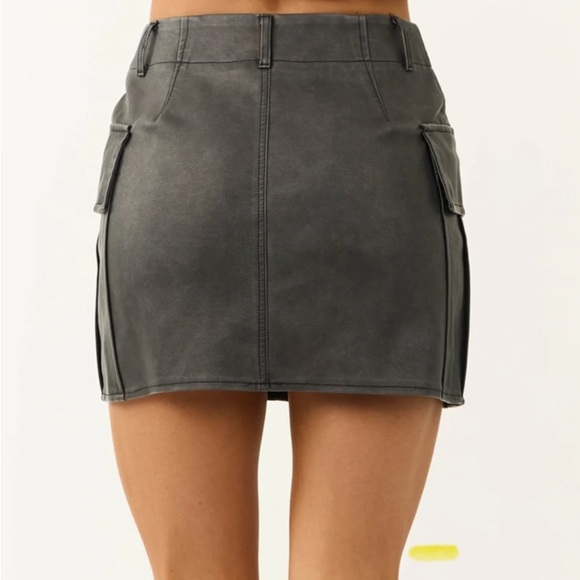 Black Wash Faux Leather Mini Skirt New with tags - Picture 3 of 7